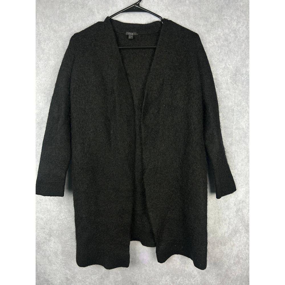 COS Mohair Blend Open Front Cardigan Coat Womens Sweater Knitwear Black
